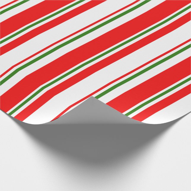 Rote, weiße, grüne, farbige Weihnachtsstreifen Geschenkpapier (Ecke)