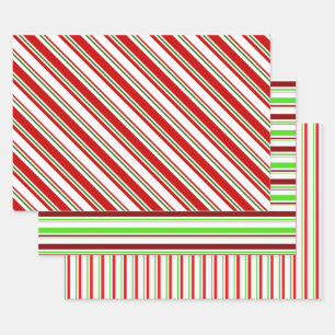 Rote, weiße, grüne Weihnachten Inspiriert Geschenkpapier Set