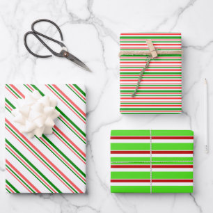 Rote, weiße, grüne Weihnachtsmuster Geschenkpapier Set