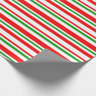 Rote, weiße, grüne WeihnachtsStreifen Inspiriert Geschenkpapier