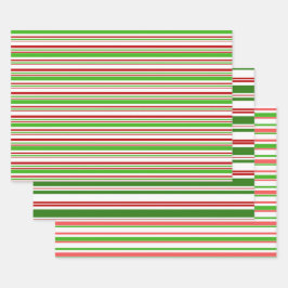 Rote, weiße, grüne WeihnachtsStreifen Inspiriert Geschenkpapier Set