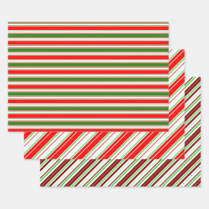 Rote, weiße, grüne, weiße, weiße Weihnachtsstr Geschenkpapier Set