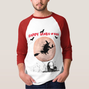Rote Weiße Halloween Hexe T-Shirt