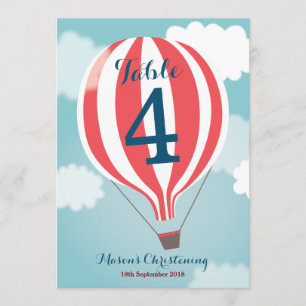 Rote Weiße Heißluftballon-Tischnummernkarte Einladung