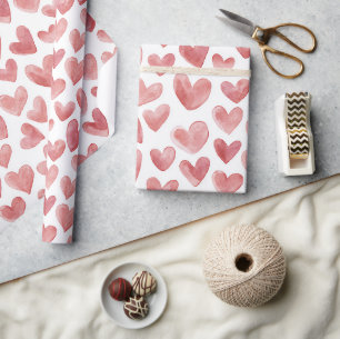 Rote Weiße Herzen Geschenkpapier
