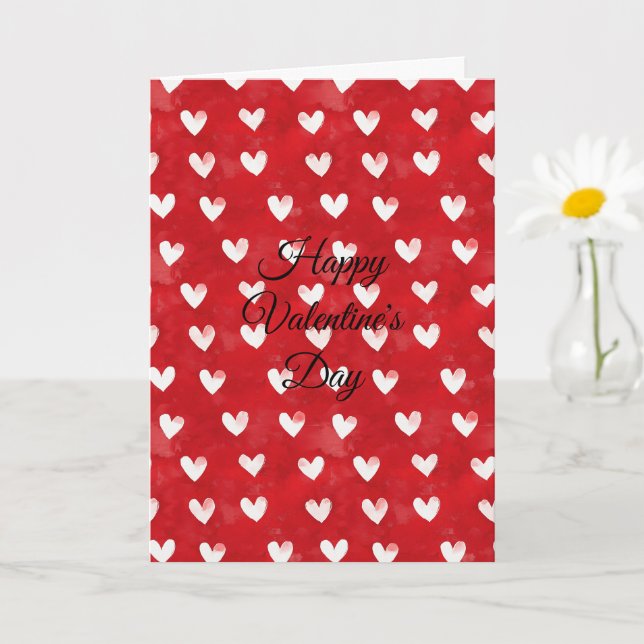Rote Weiße Herzen Lieben Valentinstag Karte (Kleine Pflanze)
