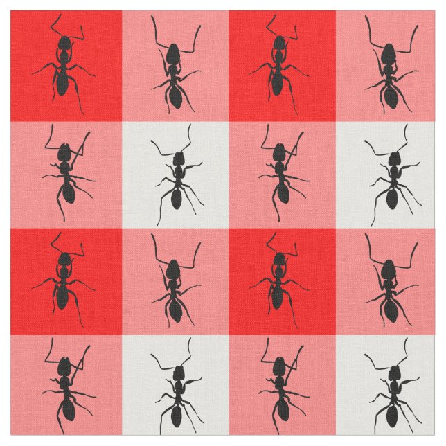 Rote weiße Karos der Ameisenpicknick-Decke Stoff (Nahaufnahme)