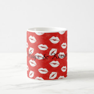 Rote weiße Lippen Küsse Valentinstag Flirt Liebe Kaffeetasse
