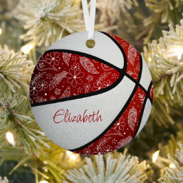 Rote weiße Mädchen boho Federn Paisball Basketball Ornament Aus Metall