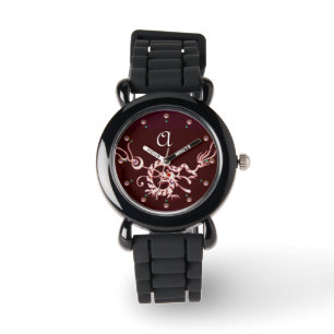 ROTE WEISSE MEERESDRAGON MONOGRAM ARMBANDUHR
