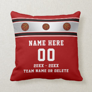 Rote weiße personalisierte Basketball-Geschenke fü Kissen