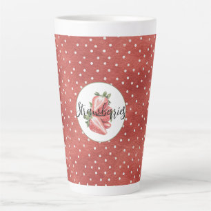Rote Weiße Punkte Erdbeeren Obst Milchtasse