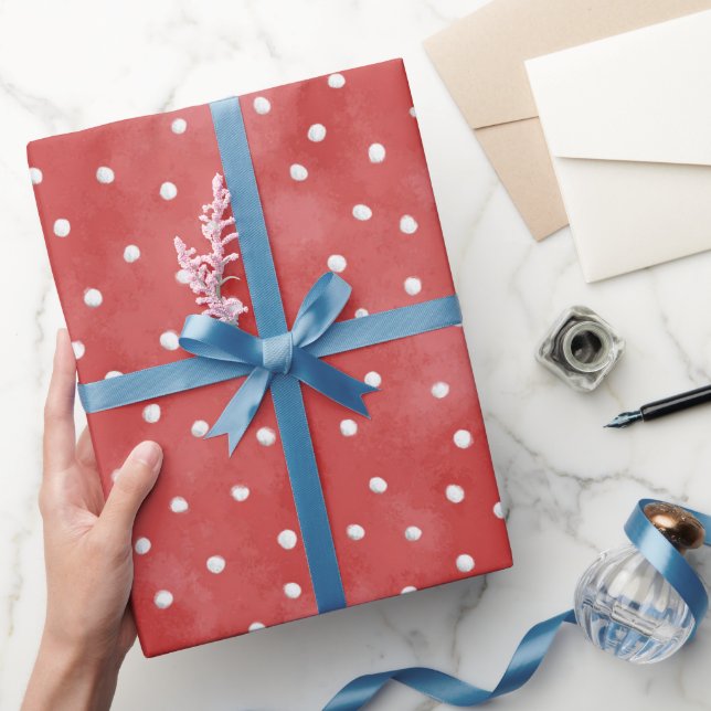 Rote Weiße Punkte Valentinstag Geschenkpapier (Schenken)