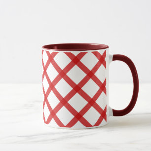 Rote Weiße Quadrate Retro-Kaffeetasse Tasse