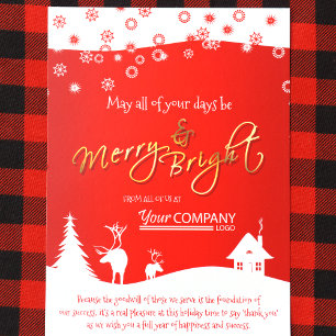Rote, weiße Rentier Rustic Company Holiday Card Einladung