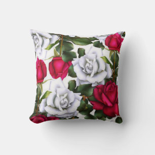 Rote & Weiße Rosen Shabby Chic Rustikal Moderner G Kissen