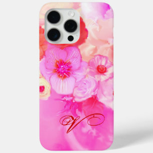 ROTE WEISSE ROSEN UND ROSA ANEMONE BLUMEN MONOGRAM iPhone 15 PRO MAX HÜLLE