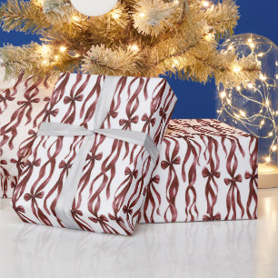 Rote Weiße Schleifen Weihnachten Geschenkpapier