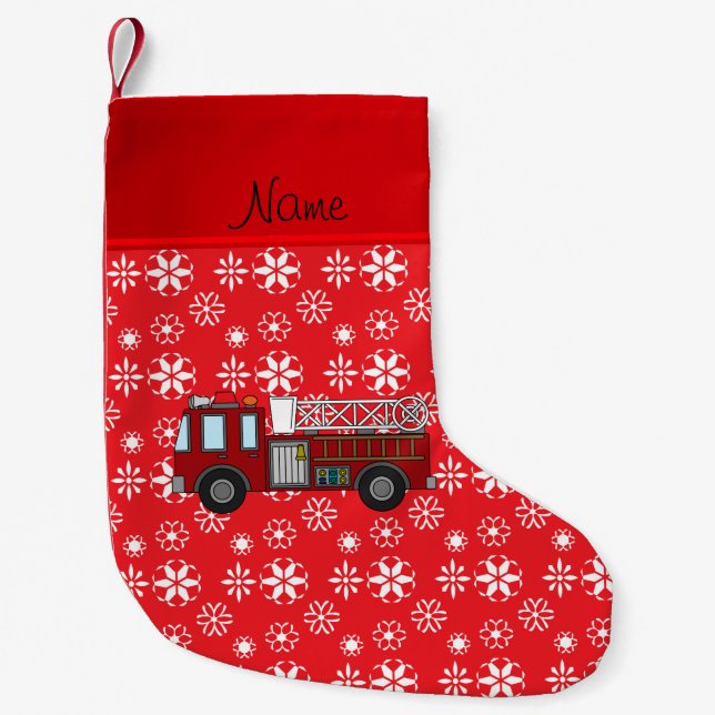 Rote weiße Schneeflocken des personalisierten Kleiner Weihnachtsstrumpf (Vorderseite)