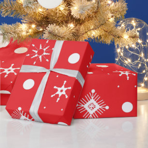 Rote weiße Schneeflocken Muster Geschenkpapier