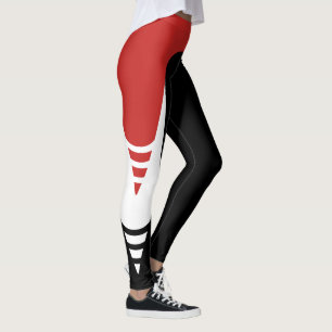 Rote/weiße/schwarze Detail-Muster-Leggings 4 Leggings