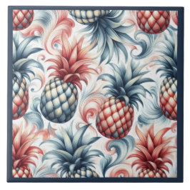Rote, weiße und blaue Ananas Fliese