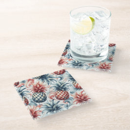 Rote, weiße und blaue Ananas Glasuntersetzer