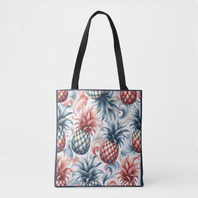 Rote, weiße und blaue Ananas Tasche (Vorderseite)
