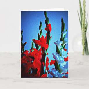 Rote, weiße und blaue Blumenkarte Karte