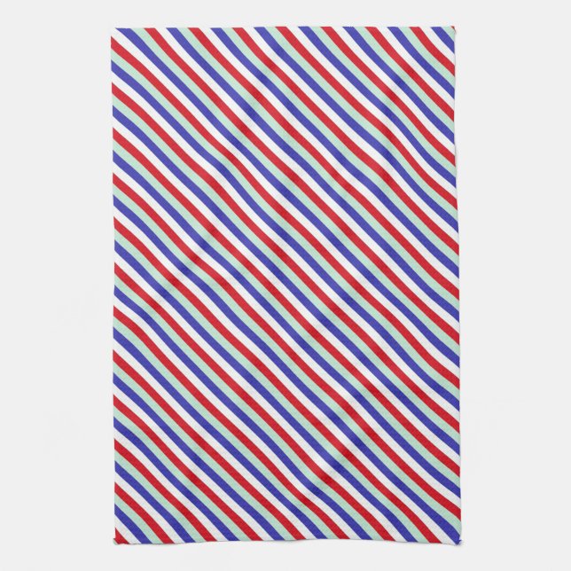 Rote, weiße und blaue diagonale Streifen Handtuch (Vertikal)