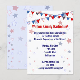 Rote weiße und blaue Fahnen-Einladung Einladung