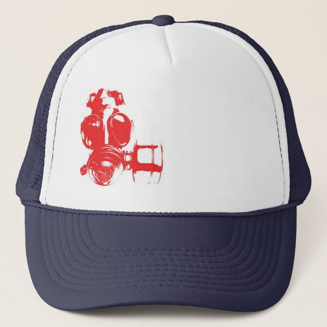 Rote weiße und blaue Gasmaske Truckerkappe (Vorderseite)