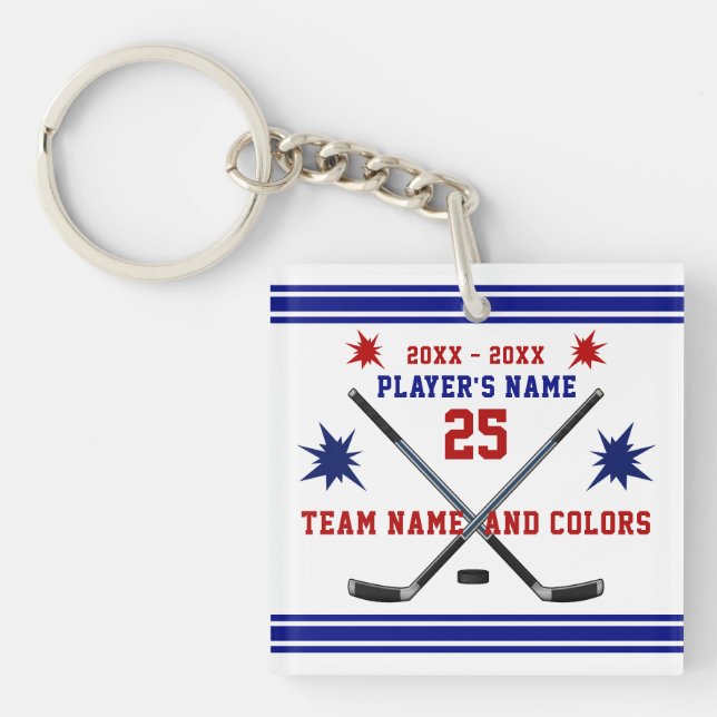 Rote, weiße und blaue Hockey-Geschenke, Schlüsselanhänger (Vorderseite)