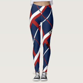 Rote weiße und blaue karierte Leggings