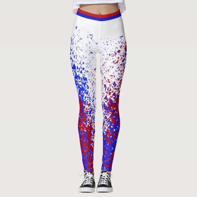 ROTE WEISSE und BLAUE Leggings (Vorderseite)