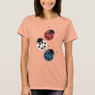 Rote weiße und blaue Marienkäfer T-Shirt