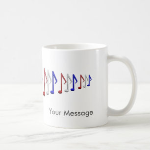 Rote weiße und blaue Musik-Skala-Anmerkungen Kaffeetasse