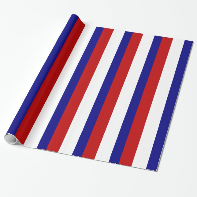 Rote weiße und blaue patriotische Streifen Geschenkpapier (Ungerollt)