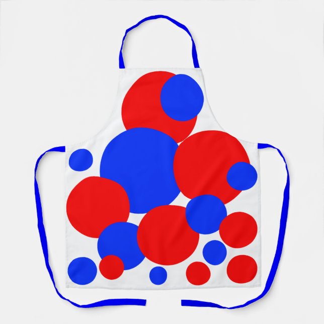 Rote, weiße und blaue Polka-Punkte Schürze (Vorderseite)