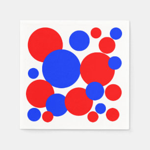 Rote, weiße und blaue Polka-Punkte Serviette