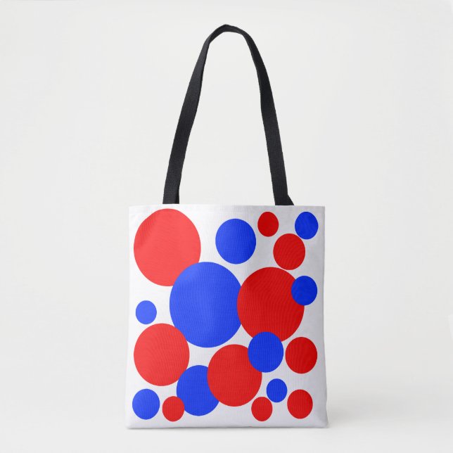 Rote, weiße und blaue Polka-Punkte Tasche (Vorderseite)