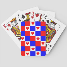 Rote, weiße und blaue Quadrate mit rotem Herzen Spielkarten