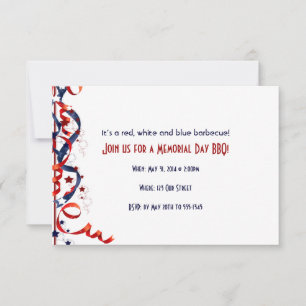 Rote weiße und blaue Ribbons und Sterne Einladung