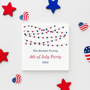 Rote, weiße und blaue Saitenleuchten 4. Juli Party Serviette