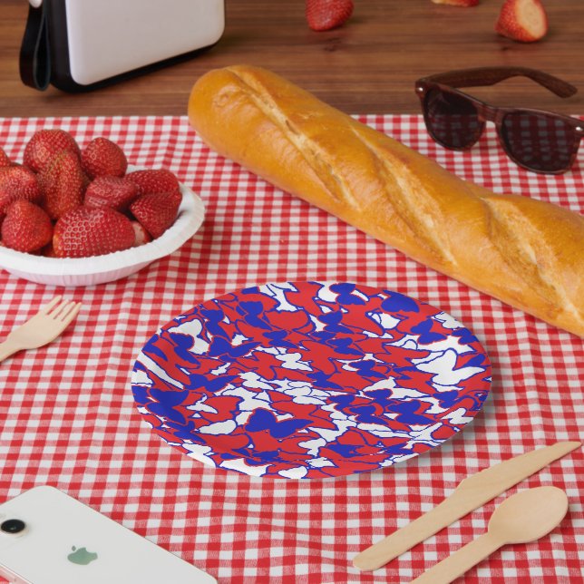 Rote, weiße und blaue Schmetterlingsplatte zum Pic Pappteller (Picknick)