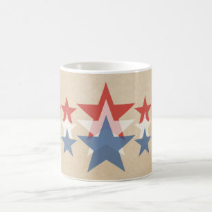 Rote, weiße und blaue Star-Kaskade-Tasse Kaffeetasse