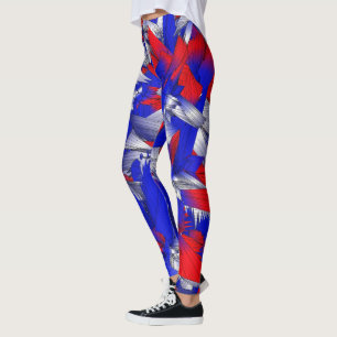 Rote Weiße und Blaue Sterne Leggings