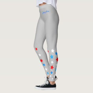 Rote weiße und blaue Sterne tragen Ihren Namen auf Leggings