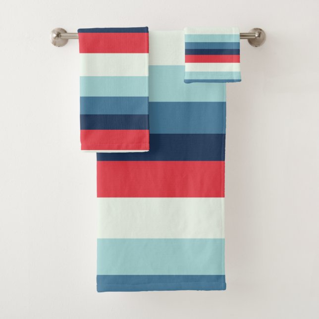 Rote, weiße und blaue Streifen Badhandtuch Set (Insitu)