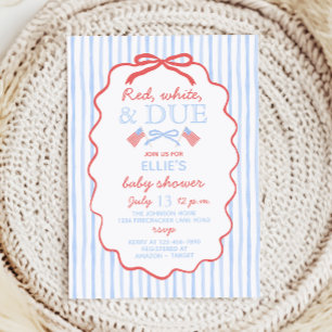 Rote Weiße und Fällige Babyparty-Einladung Einladung